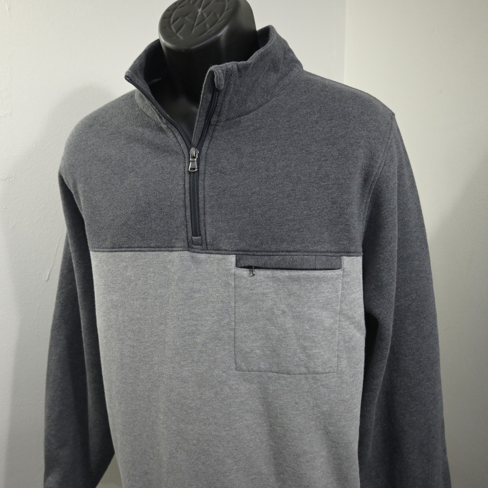 tasc Performance Quarter Zip Pullover Mens XL Gray Colorblock Fleece
